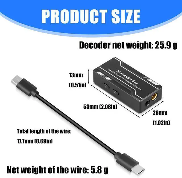 Alt view image 5 of 7 - USB C To 3.5mm 4.4mm Headphone Amplifier HiFi Earphone Sound Amplifier 32bit 384kHz CS43131 Sound Adapter Dongle Box