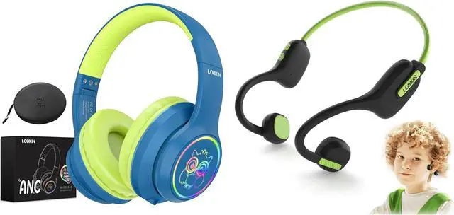Main image of LOBKIN Active Noise Cancelling Headphones for Kids,Bluetooth 5.4,Kids Headphones Wireless with Mic 50H Playtime AUX Cord Safe Volume Limited Foldable for Boy Girl Travel/School/iPad(with LED Lights)