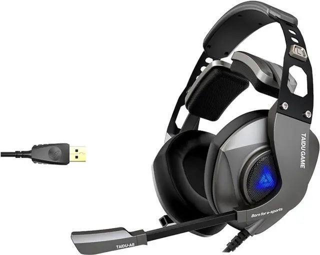 Alt view image 6 of 7 - USB Gaming Headsets with Microphone with Color Light Adjustable Over Ear Corded Headphones with Sound Controls