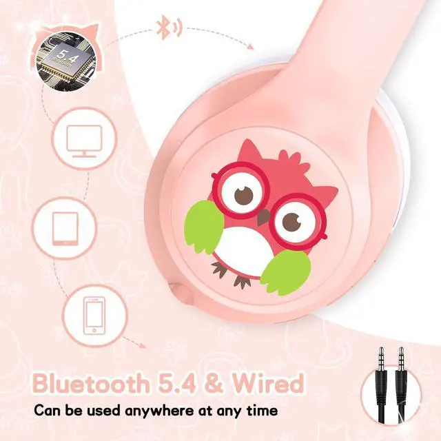 Alt view image 3 of 7 - LOBKIN Active Noise Cancelling Headphones for Kids,Bluetooth 5.4,Kids Headphones Wireless with Mic 50H Playtime AUX Cord Safe Volume Limited Foldable for Boy Girl Travel/School/iPad(Without LED light)