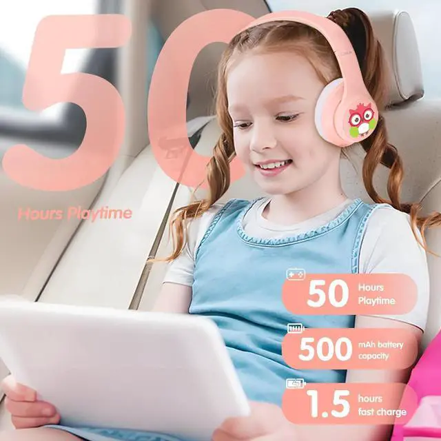 Alt view image 4 of 7 - LOBKIN Active Noise Cancelling Headphones for Kids,Bluetooth 5.4,Kids Headphones Wireless with Mic 50H Playtime AUX Cord Safe Volume Limited Foldable for Boy Girl Travel/School/iPad(Without LED light)