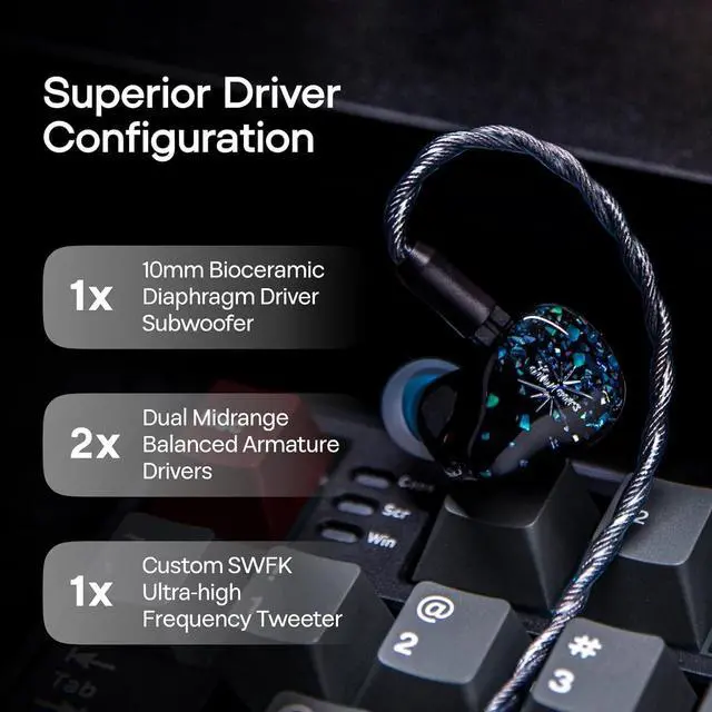 Alt view image 5 of 7 - Linsoul Kiwi Ears Astral 1DD+6BA Hybrid in Ear Monitor, Wired Earbuds LC02 in Ear Monitor Case, Portable Earbud Hard Case