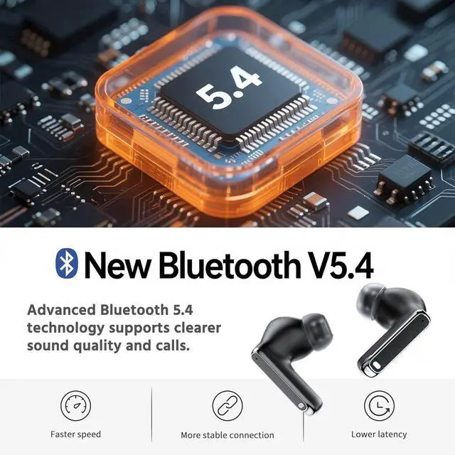 Alt view image 2 of 7 - Wireless Earbuds Bluetooth Headphones, Ear Buds with Deep Bass, 40H Long Playtime, LED Power Display, IP7 in Ear Earphone with Mic for iPhone Android Phone Sports Workout, Black