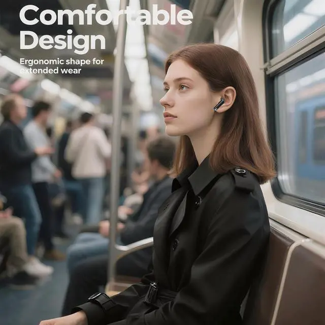 Alt view image 5 of 7 - Wireless Earbuds Bluetooth Headphones, Ear Buds with Deep Bass, 40H Long Playtime, LED Power Display, IP7 in Ear Earphone with Mic for iPhone Android Phone Sports Workout, Black