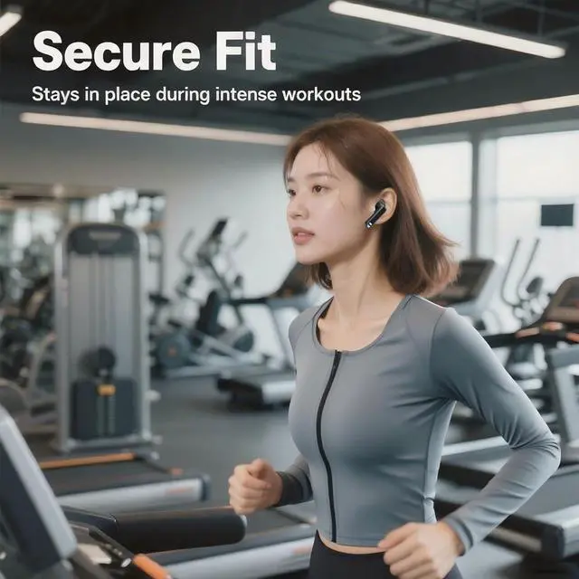 Alt view image 4 of 7 - Wireless Earbuds Bluetooth Headphones, Ear Buds with Deep Bass, 40H Long Playtime, LED Power Display, IP7 in Ear Earphone with Mic for iPhone Android Phone Sports Workout, Black