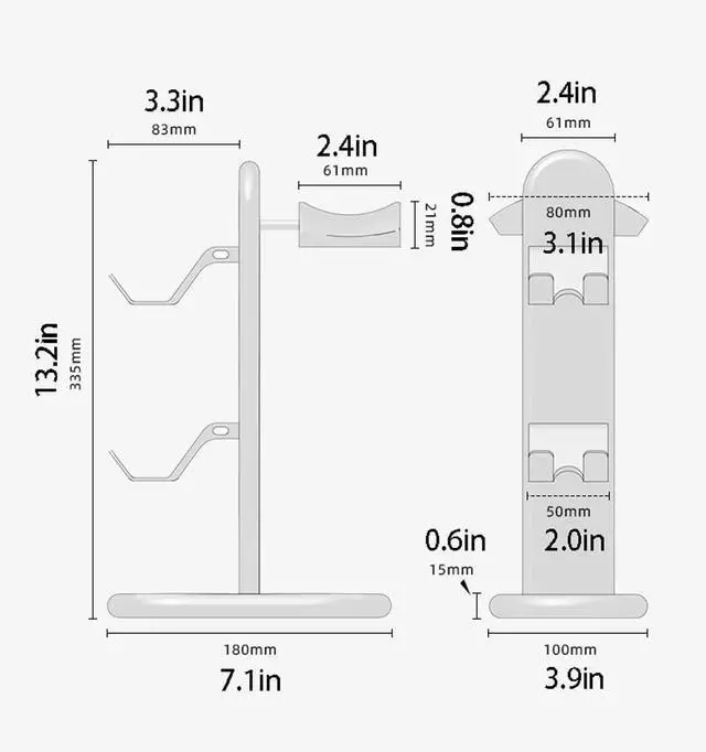 Alt view image 2 of 7 - Headphone Stand, Headset Stand & Durable Headset Holder, Premium Desk Organizer for Gaming and Office Headphones(Black)