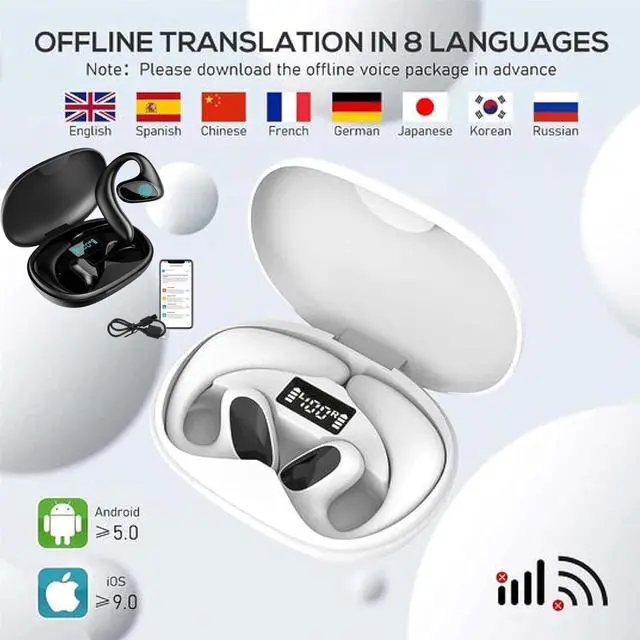 Alt view image 6 of 7 - Talkbuds Translator, 2025 Upgraded Ai Translation Earbuds Real Time, Qinux Talkbuds, Ultra-Long Battery Life, 144 Languages High Accuracy Translator for Travel Business Learning (White)