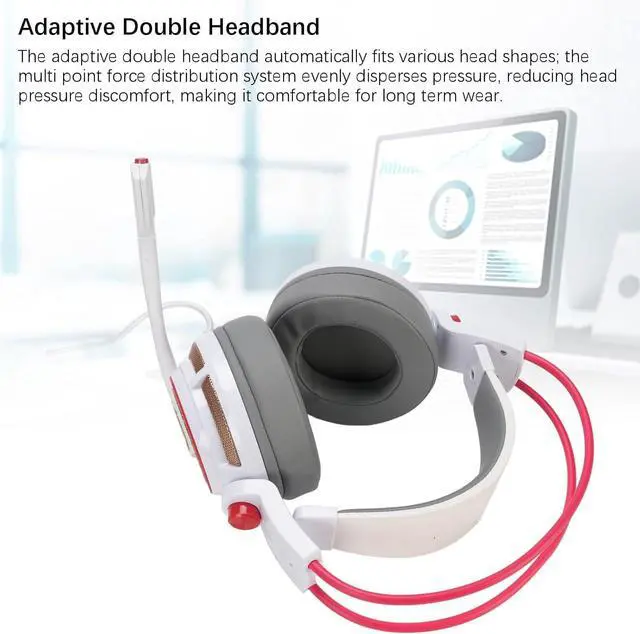 Alt view image 3 of 7 - Gaming Headset, 7.1 Surround Sound Over Ear Wired Headphones with Omnidirectional Microphone, RGB Light, Adaptive Headband, Memory Foam Cushion
