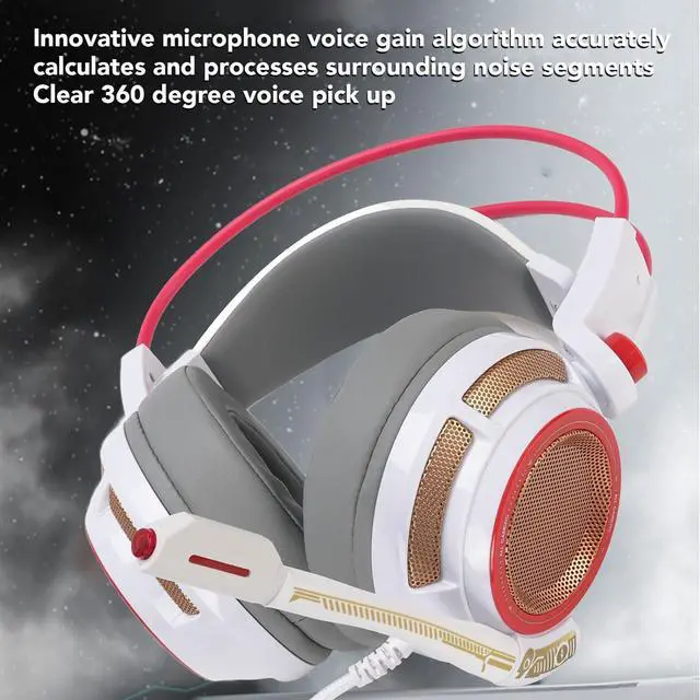 Alt view image 5 of 7 - Gaming Headset, 7.1 Surround Sound Over Ear Wired Headphones with Omnidirectional Microphone, RGB Light, Adaptive Headband, Memory Foam Cushion