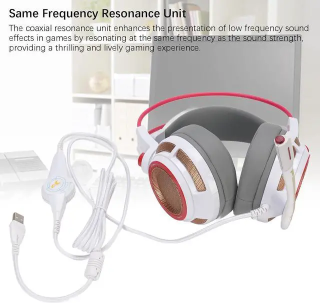 Alt view image 4 of 7 - Gaming Headset, 7.1 Surround Sound Over Ear Wired Headphones with Omnidirectional Microphone, RGB Light, Adaptive Headband, Memory Foam Cushion