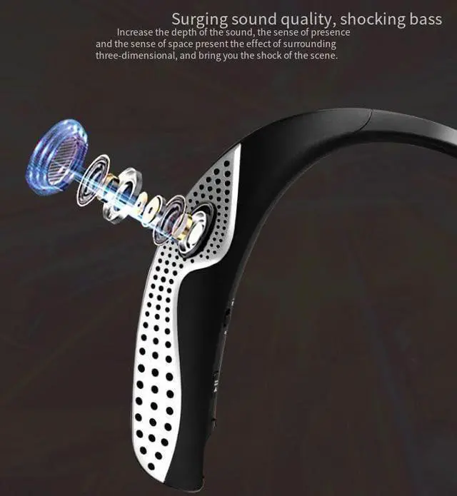 Alt view image 6 of 7 - Speaker + Bluetooth Neckband Headphones 2-in-1,Earphones Retractable Earbuds with 100H Playtime,Bilateral HiFi Stereo,Sports Waterproof Earbuds,Noise Cancelling with Mic,High Battery Life
