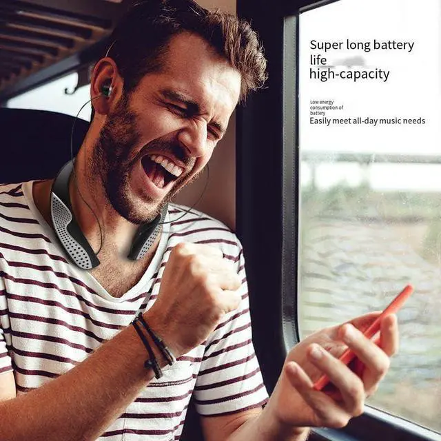 Alt view image 7 of 7 - Speaker + Bluetooth Neckband Headphones 2-in-1,Earphones Retractable Earbuds with 100H Playtime,Bilateral HiFi Stereo,Sports Waterproof Earbuds,Noise Cancelling with Mic,High Battery Life