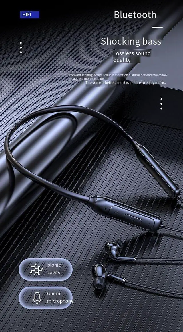 Alt view image 3 of 7 - Wireless Bluetooth Earbuds Neckband Headphones,Active Noise Cancellation & ENC Call Noise Cancellation,IPX5 Waterproof Support inserting TF card to play,25 Hrs HD Talktime for Working Workout,Black