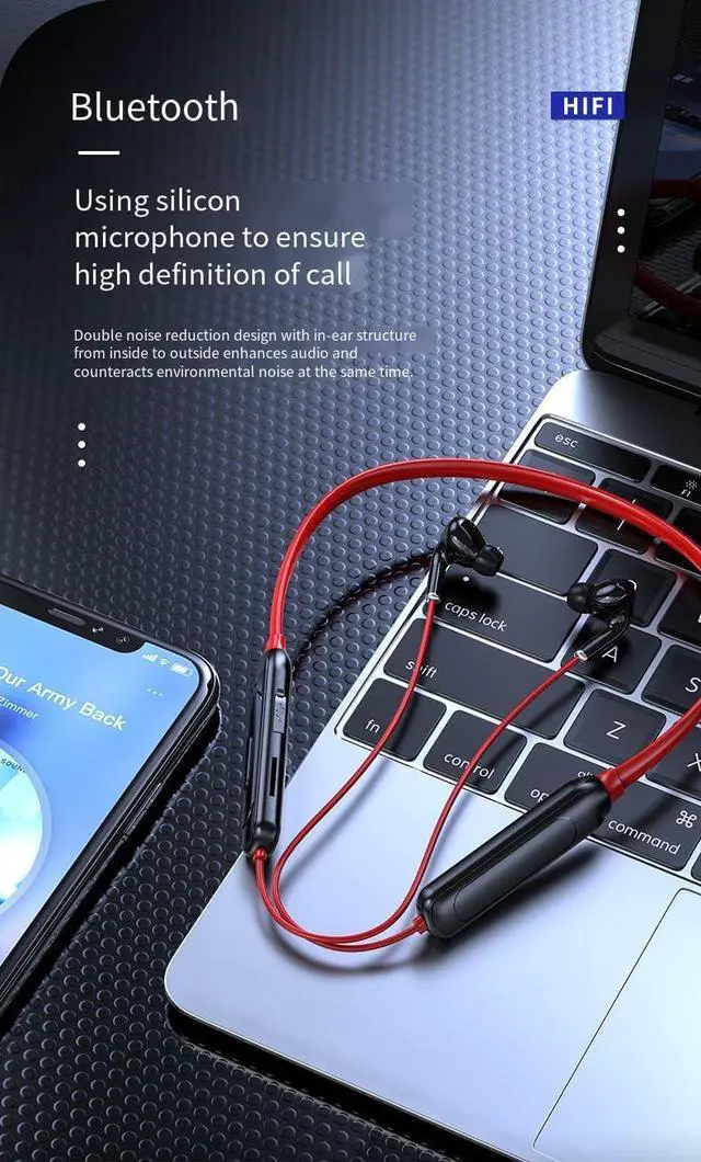 Alt view image 4 of 7 - Wireless Bluetooth Earbuds Neckband Headphones,Active Noise Cancellation & ENC Call Noise Cancellation,IPX5 Waterproof Support inserting TF card to play,25 Hrs HD Talktime for Working Workout,Black