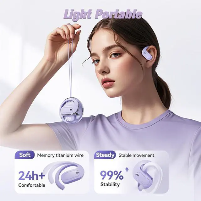 Alt view image 4 of 7 - Over Ear Open Ear Earbuds Wireless Bluetooth Open Ear Headphones Out of Ear Bone Conduction Earbuds Over The Ear Wireless Bluetooth Bone Conduction Headphones Earphones