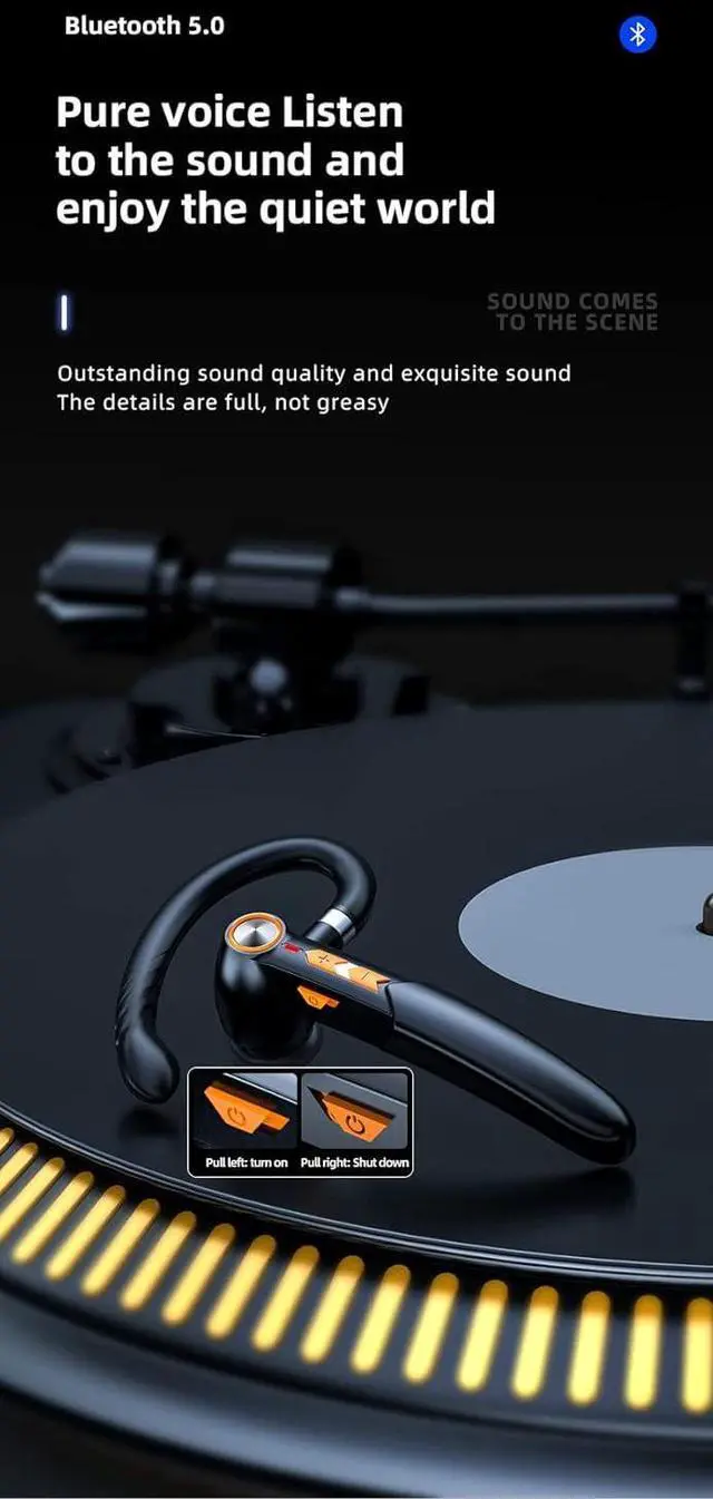 Main image of Bluetooth Earpiece Wireless Headphone 270° Rotation Earhook with Noise Cancelling Microphone,12 Hours Talk Time HiFi Soundtrack for Driving Office Business, Red