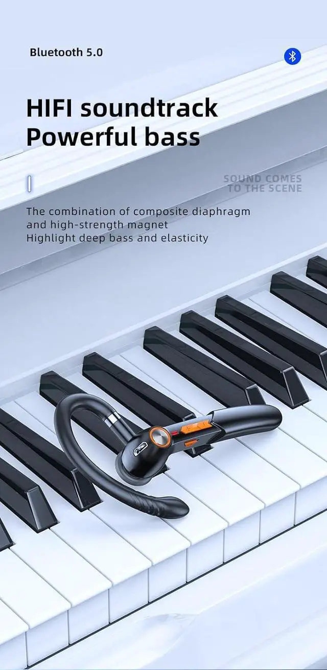 Alt view image 6 of 6 - Bluetooth Earpiece Wireless Headphone 270° Rotation Earhook with Noise Cancelling Microphone,12 Hours Talk Time HiFi Soundtrack for Driving Office Business, Red