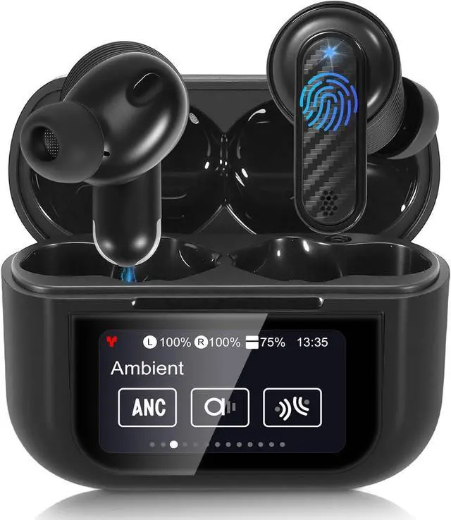 Main image of Wireless Earbuds, Touch Screen Earphones Wireless Bluetooth 5.4 In Ear Headphones, Hifi Sound ANC Noise Canceling Earbuds, Multifunctional Ear Buds Headsets for Android IOS Gym Sports (Black)