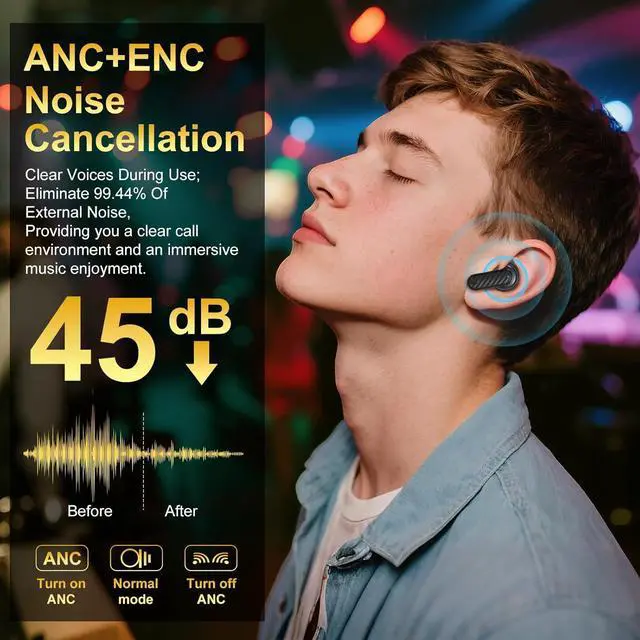 Alt view image 4 of 7 - Wireless Earbuds, Touch Screen Earphones Wireless Bluetooth 5.4 In Ear Headphones, Hifi Sound ANC Noise Canceling Earbuds, Multifunctional Ear Buds Headsets for Android IOS Gym Sports (Black)