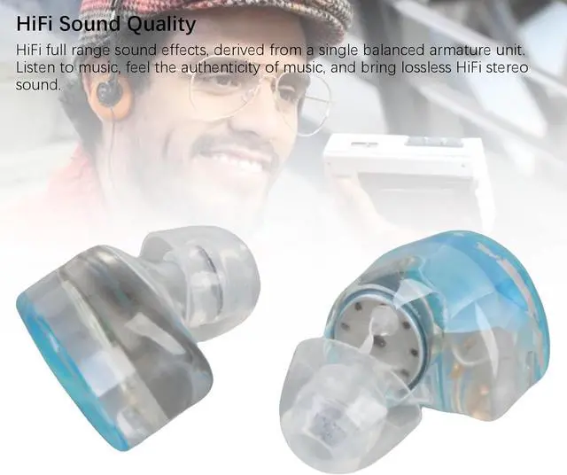 Alt view image 7 of 7 - IEM Earphones, HiFi Wired Earbuds with Detachable Cable, Noise Canceling in Ear Monitor for Musicians Singers Music Lovers Stage Studio (Light Blue)