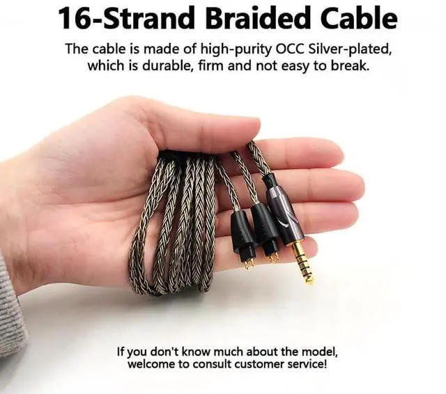 Alt view image 6 of 7 - 16-Strand 2.5mm 3.5mm 4.4mm 6.35mm 6N OCC Balanced Cable 4.6ft Compatible with FOSTEX TH909, TH900MKII, TH610 Headphones