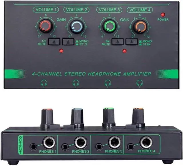 Main image of DJ Mixer, 4 6 Channels Headphone Amplifier Mini Portable Earphone Splitter Stereo Ultra Low-Noise Audio Mixer for Recording Studio Monitor for Party and Karaoke (4 Channels 1)