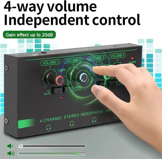 Alt view image 3 of 7 - DJ Mixer, 4 6 Channels Headphone Amplifier Mini Portable Earphone Splitter Stereo Ultra Low-Noise Audio Mixer for Recording Studio Monitor for Party and Karaoke (4 Channels 1)