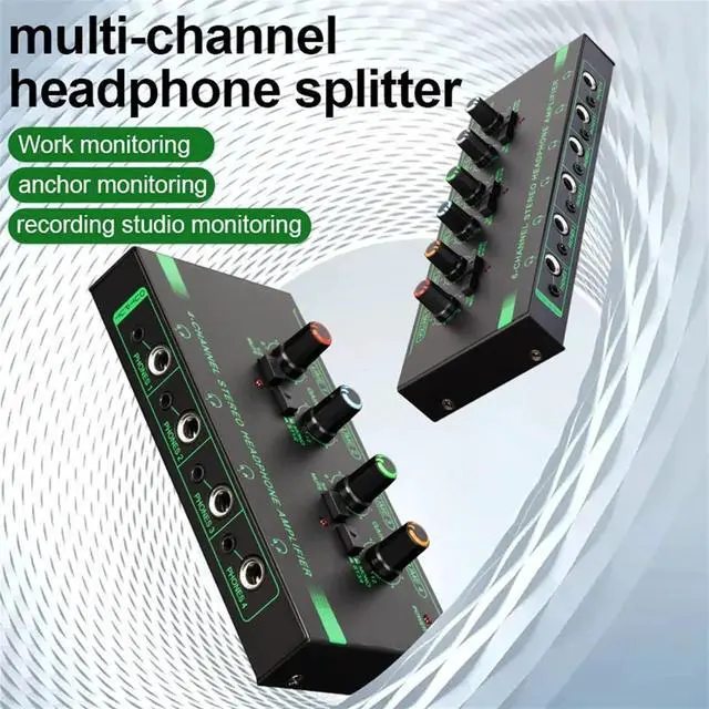 Alt view image 5 of 7 - DJ Mixer, 4 6 Channels Headphone Amplifier Mini Portable Earphone Splitter Stereo Ultra Low-Noise Audio Mixer for Recording Studio Monitor for Party and Karaoke (4 Channels 1)
