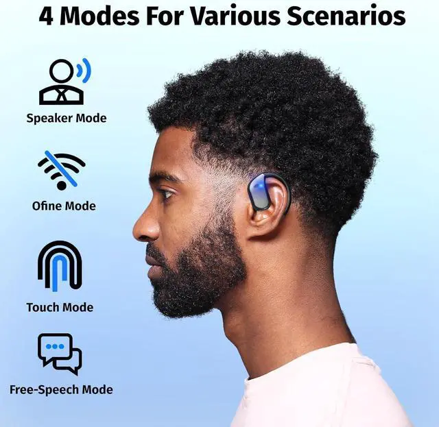 Alt view image 3 of 6 - 2025 AI Language Translator Earbuds Real Time, OWS 3-in-1 Translation Earbuds 144 Languages & Accents and Long Battery Life, Ideal for Travel and Business (Black)