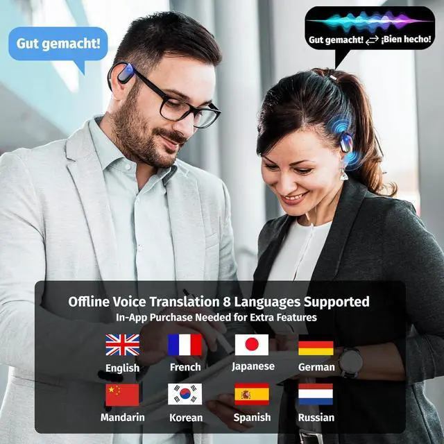Alt view image 5 of 6 - 2025 AI Language Translator Earbuds Real Time, OWS 3-in-1 Translation Earbuds 144 Languages & Accents and Long Battery Life, Ideal for Travel and Business (Black)