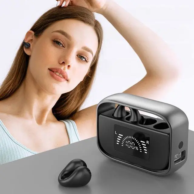 Main image of Micool Open Ear Earbuds Wireless, Ear Clip Headphones Bluetooth 5.3, IPX5 Waterproof/90H Playtime, Secure Fit Clip On Headphones for Workouts & Gaming (Black)