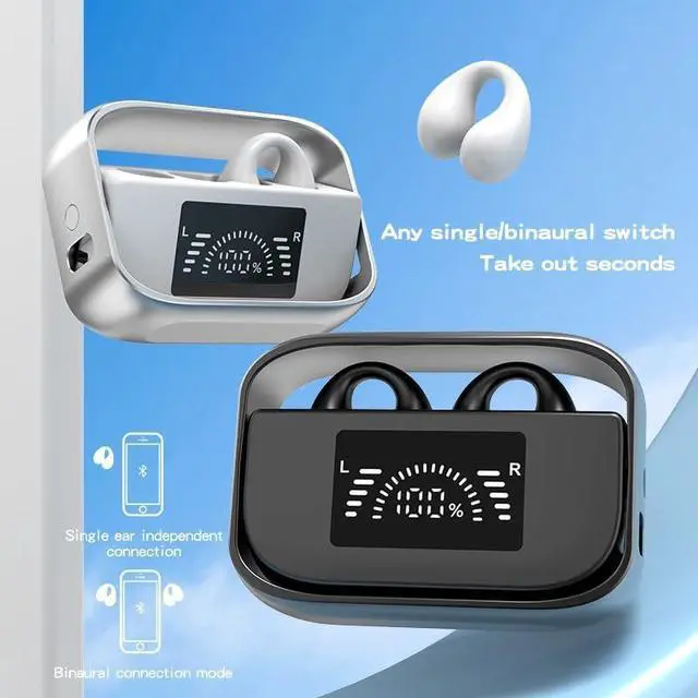 Alt view image 2 of 7 - Open Ear Bluetooth Earbuds with Ear Clips, Bluetooth 5.2 Wireless Ultra-Lightweight Clip-On Earphones, Open Air Design Headphones for Running Gym Workouts (White)