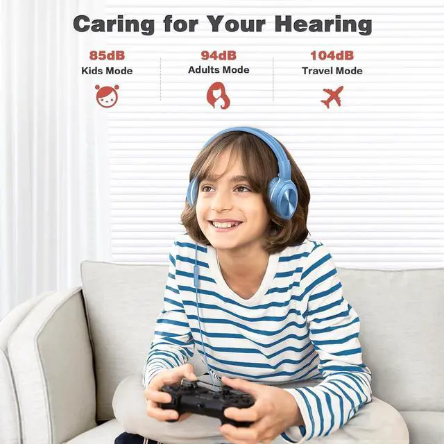 Alt view image 5 of 7 - SIMOLIO Kid Headphones Wired & Bluetooth Bundles, Safe Volume, HD Mic Stereo Sound, Adjustable Headband, Foldable Durable Children Headsets for Travel School