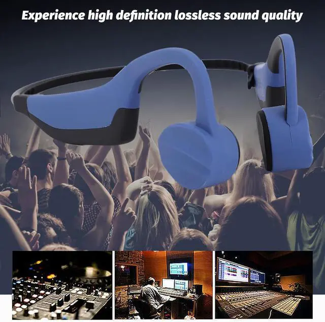 Alt view image 3 of 7 - Bone Conduction Headphones, Ti Alloy Frame 16G Memory Ipx8 Water Proof Comfortable Clear Sound Quality Wireless Bluetooth Sport Headphones with Band for Swimming Diving (Blue)