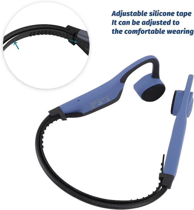 Alt view image 7 of 7 - Bone Conduction Headphones, Ti Alloy Frame 16G Memory Ipx8 Water Proof Comfortable Clear Sound Quality Wireless Bluetooth Sport Headphones with Band for Swimming Diving (Blue)