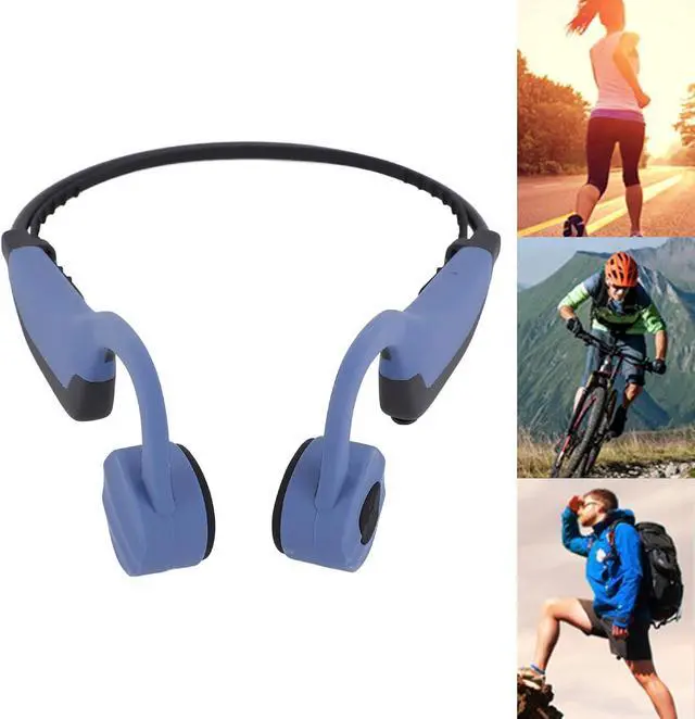 Alt view image 6 of 7 - Bone Conduction Headphones, Ti Alloy Frame 16G Memory Ipx8 Water Proof Comfortable Clear Sound Quality Wireless Bluetooth Sport Headphones with Band for Swimming Diving (Blue)