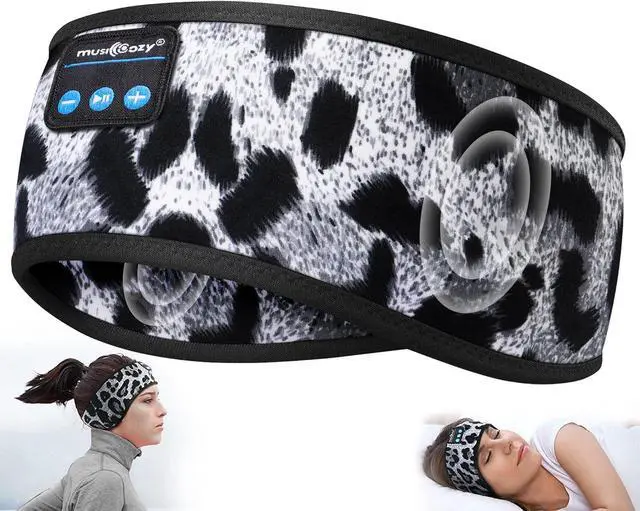 Alt view image 2 of 7 - MUSICOZY Sleep Headphones Bluetooth Headband, Wireless Sleeping Headphones Mask Earbuds Built-in HD Speakers for Side Sleepers Women Men Running Travel Yoga Cool Gadgets Unique Gifts, 2 Packs