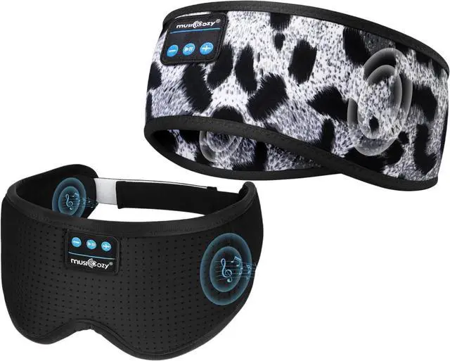 Main image of MUSICOZY Sleep Headphones Bluetooth Headband, Wireless Sleeping Headphones Mask Earbuds Built-in HD Speakers for Side Sleepers Women Men Running Travel Yoga Cool Gadgets Unique Gifts, 2 Packs