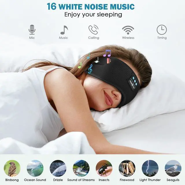 Alt view image 7 of 7 - MUSICOZY Sleep Headphones Bluetooth Headband, Wireless Sleeping Headphones Mask Earbuds Built-in HD Speakers for Side Sleepers Women Men Running Travel Yoga Cool Gadgets Unique Gifts, 2 Packs