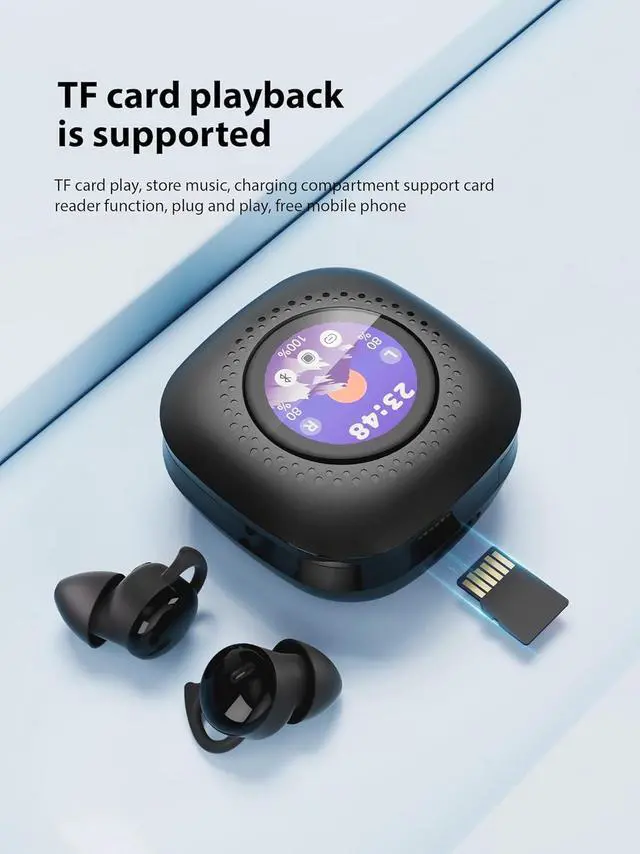 Alt view image 3 of 7 - Sleep Headphones, Invisible Sleep Earbuds for Side Sleepers,Small Comfortable Fit Noise Blocking,Bluetooth 5.3 Wireless Earbuds with Smart Touch Screen Case, Ear Buds for Sleeping - Black