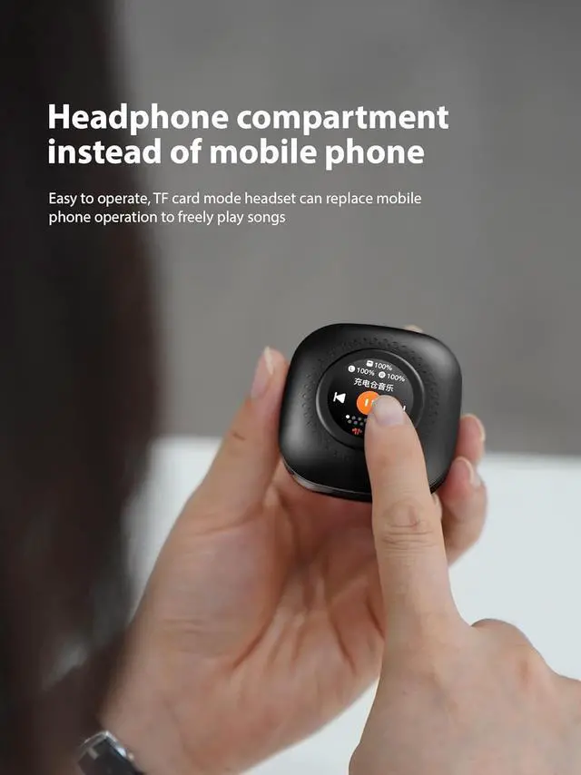 Alt view image 5 of 7 - Sleep Headphones, Invisible Sleep Earbuds for Side Sleepers,Small Comfortable Fit Noise Blocking,Bluetooth 5.3 Wireless Earbuds with Smart Touch Screen Case, Ear Buds for Sleeping - Black