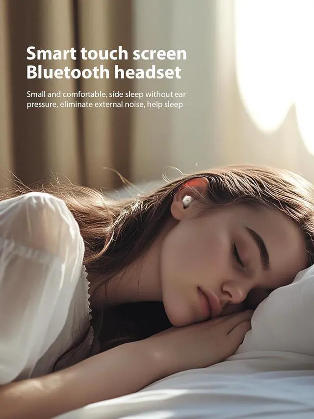 Alt view image 2 of 7 - Sleep Headphones, Invisible Sleep Earbuds for Side Sleepers,Small Comfortable Fit Noise Blocking,Bluetooth 5.3 Wireless Earbuds with Smart Touch Screen Case, Ear Buds for Sleeping - Black