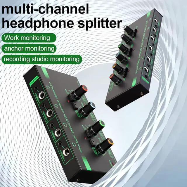 Alt view image 4 of 7 - 4/6 Channel Stereo Headphone Amplifier 4 X3.5mm 4X 6.35mm Port Output Metal Stereo Amplifier Multiple Output