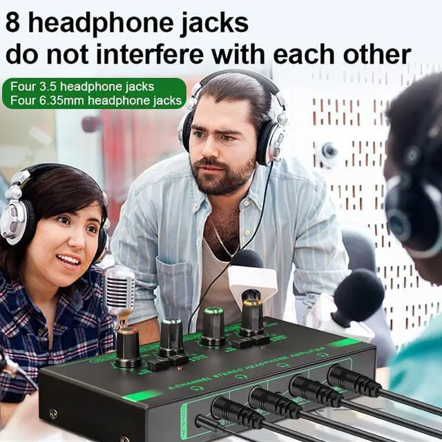 Alt view image 5 of 7 - 4/6 Channel Stereo Headphone Amplifier 4 X3.5mm 4X 6.35mm Port Output Metal Stereo Amplifier Multiple Output