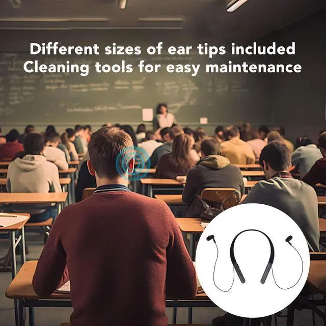 Alt view image 2 of 7 - Yoidesu Lightweight BT Neckband Earbuds, Ergonomic Design, Assistive Hearing, Different Sizes Ear Tips, with Cleaning Tool, for Convenient User Experience