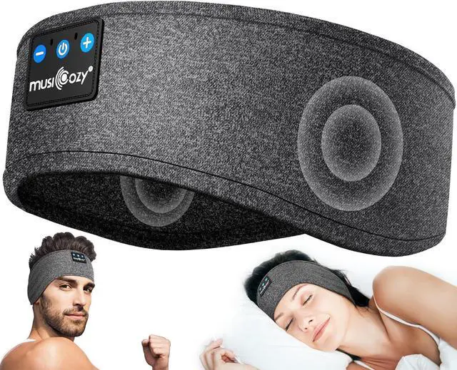 Alt view image 2 of 7 - MUSICOZY Sleep Headphones Bluetooth Headband, Sleep Mask With Bluetooth Sleep Headphones, Sports Sleeping Headphones Sleep Earbuds with Ultra-Thin HD Stereo Speakers for Travel Workout, 2 Packs