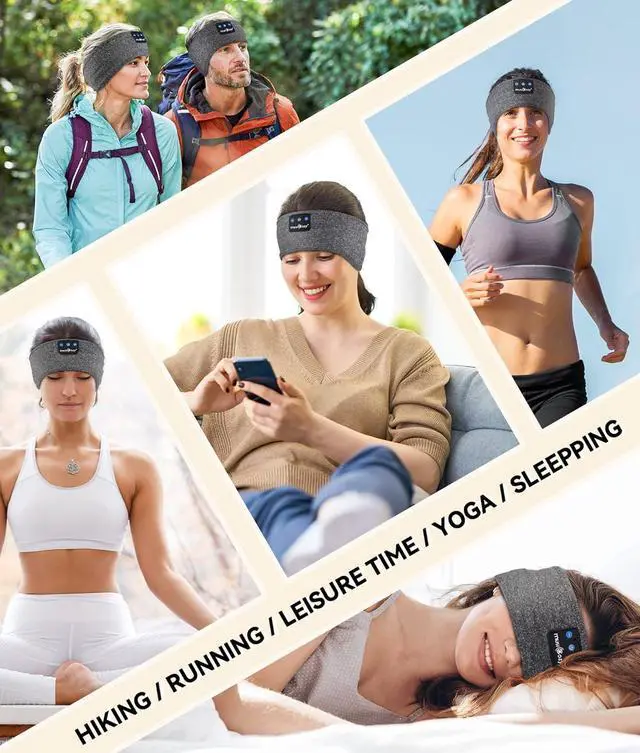 Alt view image 6 of 7 - MUSICOZY Sleep Headphones Bluetooth Headband, Sleep Mask With Bluetooth Sleep Headphones, Sports Sleeping Headphones Sleep Earbuds with Ultra-Thin HD Stereo Speakers for Travel Workout, 2 Packs