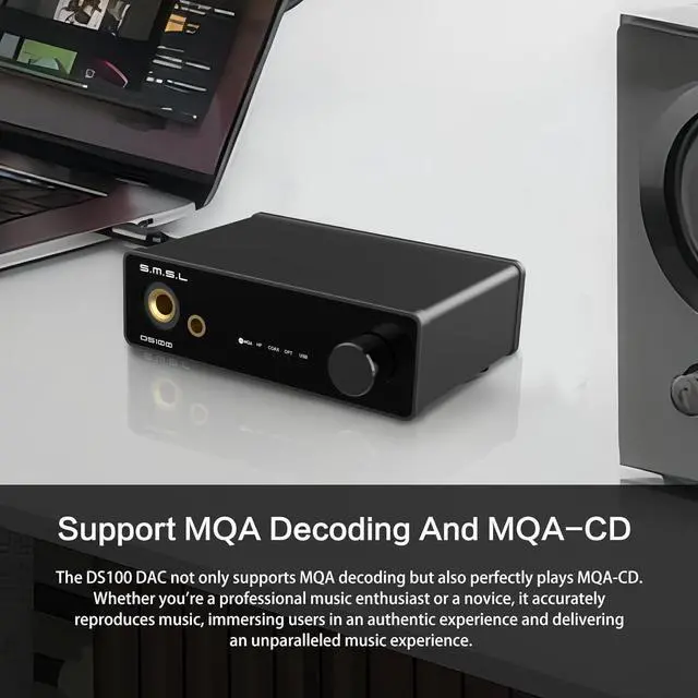 Alt view image 6 of 7 - SMSL DS100 USB DAC Surport MQA MQA-CD Decode with 6.35mm & Balanced 4.4mm Headphone Amplifier CS43131 Chip Portable DAC XU316 768kHz/32Bit DSD256 USB/Optical/Coaxial Desktop Stereo Audio DAC for PC