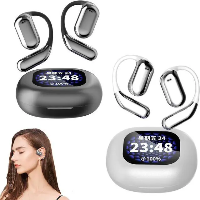 Main image of Kngdrt Circularcite Open Ear Earbuds, Ai Translation 144 Languages, Xp2 Ear Buds, True Wireless Open Ear Earbuds Bluetooth 5.4, Ipx5 Waterproof for Running, Fitness (Black+White)