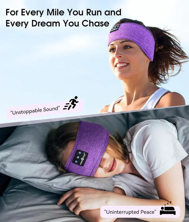 Alt view image 4 of 7 - MUSICOZY Sleep Headphones Bluetooth Headband Sleeping Headphones Eye Mask, Wireless Music Sleep Earbuds Earphones for Side Sleepers Men Women Travel Cool Tech Gadgets Unique Gifts, Pack of 2